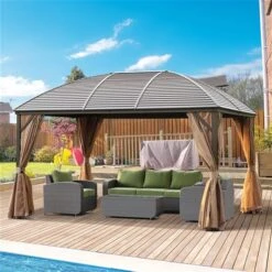 Abri De Jardin Semi-permanent Brun Outsunny Rectangulaire En Métal De 13 Pi X 10 Pi Avec Toit En Polyester, Moustiquaire Inc… 10 Abri De Jardin Semi-permanent Brun Outsunny Rectangulaire En Métal De 13 Pi X 10 Pi Avec Toit En Polyester, Moustiquaire Inc… -Outsunnies Boutique 331001493 AlternateImage3 l