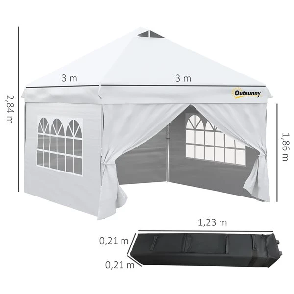 Abri Soleil Rétractable Blanc Outsunny Carré De 9,8 Pi L. 4 Abri Soleil Rétractable Blanc Outsunny Carré De 9,8 Pi L. – Image 2
