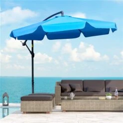 Parasol Pour La Cour Bleu De 8,7 pi Par Outsunny Avec Base Et Manivelle -Outsunnies Boutique 331003137 AlternateImage3 l