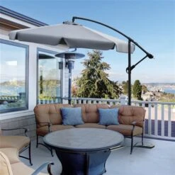 Parasol Pour La Cour Gris Foncé De 8,7 pi Par Outsunny Avec Base Et Manivelle -Outsunnies Boutique 331003168 AlternateImage2 l