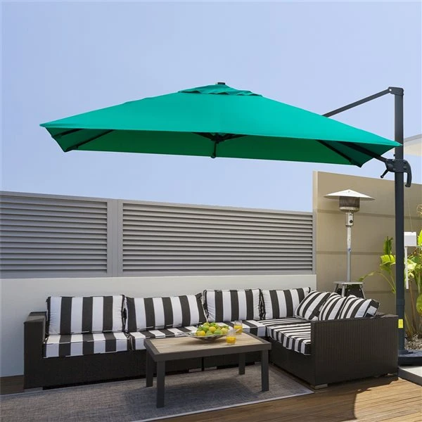 Parasol Pour La Cour Vert De 9,7 pi Par Outsunny Avec Base Et Manivelle 4 Parasol Pour La Cour Vert De 9,7 pi Par Outsunny Avec Base Et Manivelle – Image 2