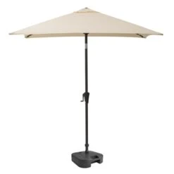 CorLiving Parasol De Patio Blanc Chaud Inclinable Carré De 9 Pi Avec Base