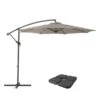 Parasol De Terrasse Gris Décalé Résistant Aux UV De 9,5 Pieds Et Poids De Base