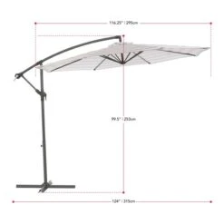 Parasol Désaxé De 10 Pieds Résistant Aux UV Avec Rayures Blanches Et Taupe 10 Parasol Désaxé De 10 Pieds Résistant Aux UV Avec Rayures Blanches Et Taupe -Outsunnies Boutique 331006741 AlternateImage3 l