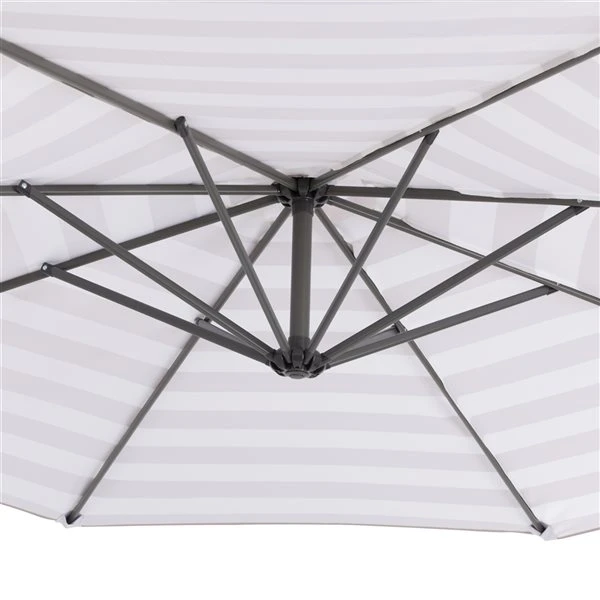 Parasol Désaxé De 10 Pieds Résistant Aux UV Avec Rayures Blanches Et Taupe 7 Parasol Désaxé De 10 Pieds Résistant Aux UV Avec Rayures Blanches Et Taupe – Image 5