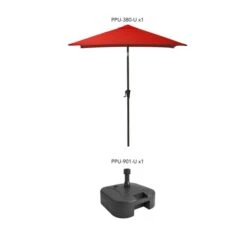 Parasol De Patio Rouge Cramoisi Inclinable Carré De 9 Pi CorLiving Avec Base -Outsunnies Boutique 331006745 AlternateImage2 l