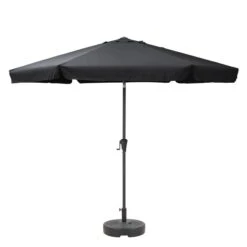 CorLiving Parasol De Patio Noir Inclinable De 10 Pi Et Base De Parasol Ronde