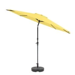 Parasol Et Base De Patio Jaune Inclinable Résistant Aux UV Et Au Vent De 10 Pi