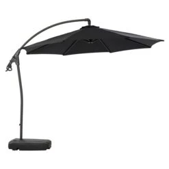 CorLiving Parasol De Patio En Porte-à-faux De 9,5 Pi En Noir Avec Base