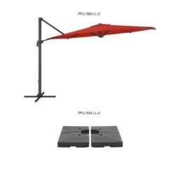CorLiving Parasol Et Base De Patio Inclinables Et Rotatifs Deluxe Résistant Aux UV De 11,5 Pieds, Rouge Cramoisi 8 CorLiving Parasol Et Base De Patio Inclinables Et Rotatifs Deluxe Résistant Aux UV De 11,5 Pieds, Rouge Cramoisi -Outsunnies Boutique 331006750 AlternateImage2 l