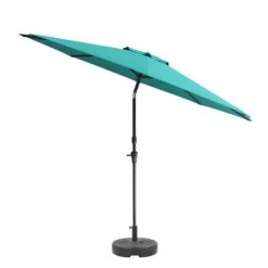 Parasol Et Base Turquoise Inclinables Résistants Aux UV Et Au Vent De 10 Pi