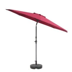 Parasol Et Base Inclinables Et Résistants Aux UV Et Au Vent De 10 Pi, Rouge