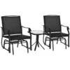 Ensemble De Fauteuils Coulissants Et Table D'appoint D'extérieur Outsunny En Acier Noir, 3 Pièces