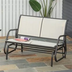 Banc Coulissant D'extérieur Outsunny Crème En Acier Pour 2 Personnes 7 Banc Coulissant D'extérieur Outsunny Crème En Acier Pour 2 Personnes -Outsunnies Boutique 331014291 AlternateImage1 l