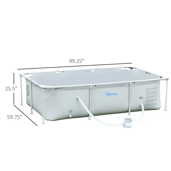 Piscine Hors Terre Outsunny Rectangulaire Grise De 8,3 Pi X 5 Pi X 25,5 Po 5 Piscine Hors Terre Outsunny Rectangulaire Grise De 8,3 Pi X 5 Pi X 25,5 Po – Image 3