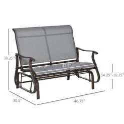 Banc Coulissant D'extérieur Outsunny Gris Pâle En Acier Pour 2 Personnes 9 Banc Coulissant D'extérieur Outsunny Gris Pâle En Acier Pour 2 Personnes -Outsunnies Boutique 331014353 AlternateImage2 l