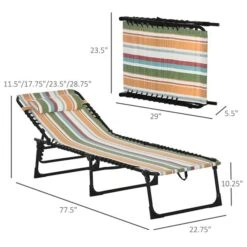 Chaise Longue Outsunny En Métal Noir Avec Siège Maillé Multicolore -Outsunnies Boutique 331014356 AlternateImage2 l