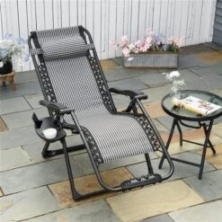 Fauteuil à Posture Zéro-gravité Outsunny Noir En Métal Avec Siège Maillé Gris -Outsunnies Boutique 331014362 AlternateImage2 l