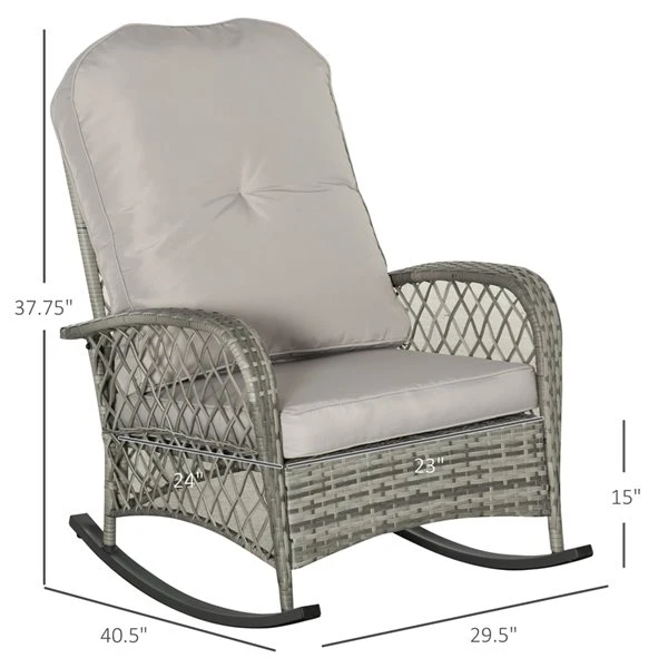 Fauteuil Berçant Outsunny En Osier Et Métal Gris 4 Fauteuil Berçant Outsunny En Osier Et Métal Gris – Image 2