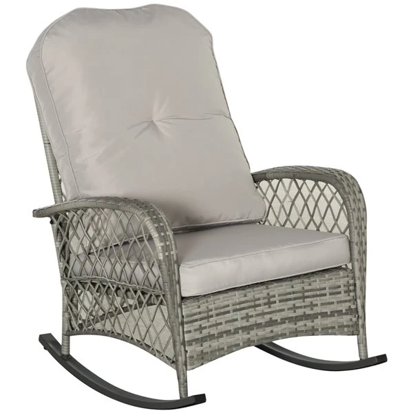 Fauteuil Berçant Outsunny En Osier Et Métal Gris 3 Fauteuil Berçant Outsunny En Osier Et Métal Gris