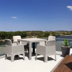 Ensemble De Salle à Manger 5 Pièces Lucca Par Dukap, Gris Avec Coussins Beiges -Outsunnies Boutique 331021041 AlternateImage1 l