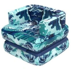 Chaise Longue Gonflable 2 En 1 Bleue Avec Motif De Vagues Par Hurley