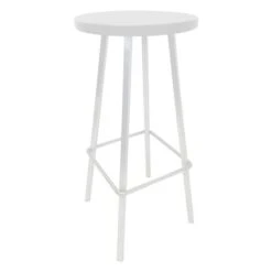 Tabouret De Bar Stationnaire Par My Custom Sports Chair En Métal Blanc Avec Assise Rigide