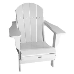 Fauteuil Adirondack Stationnaire Par My Custom Sports Chair En Plastique Blanc Avec Siège De Lattes