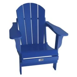 Fauteuil Adirondack Stationnaire Par My Custom Sports Chair En Plastique Bleu Avec Siège De Lattes