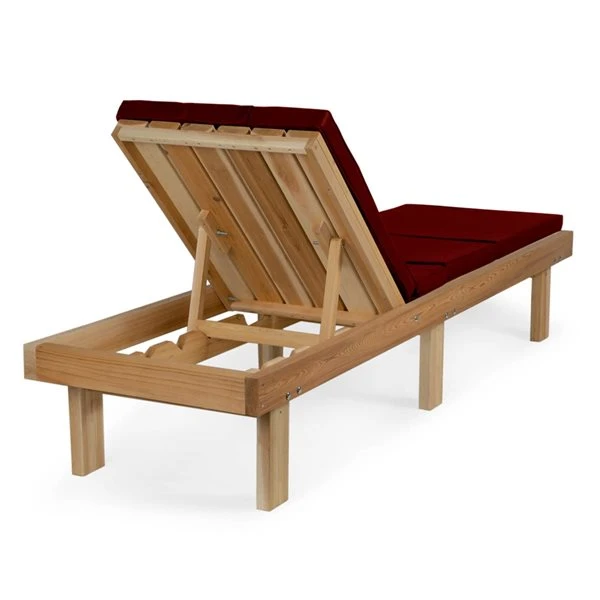 Chaise Longue Stationnaire Inclinable En Cèdre Naturel Par All Things Cedar Avec Siège En Lattes Et Coussin Rouge 4 Chaise Longue Stationnaire Inclinable En Cèdre Naturel Par All Things Cedar Avec Siège En Lattes Et Coussin Rouge – Image 2