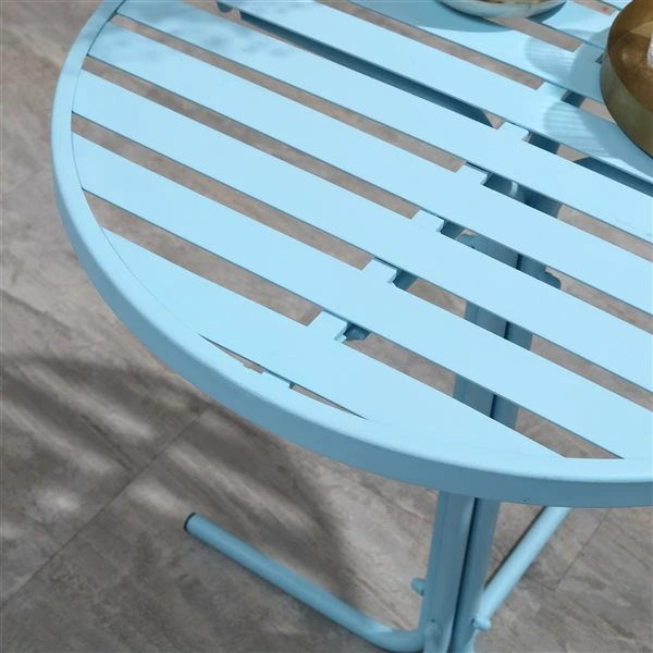Ensemble Pour Le Patio Outsunny De Style Bistro Avec Cadre En Acier Bleu, 3 Pièces 7 Ensemble Pour Le Patio Outsunny De Style Bistro Avec Cadre En Acier Bleu, 3 Pièces – Image 5