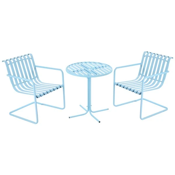 Ensemble Pour Le Patio Outsunny De Style Bistro Avec Cadre En Acier Bleu, 3 Pièces 3 Ensemble Pour Le Patio Outsunny De Style Bistro Avec Cadre En Acier Bleu, 3 Pièces