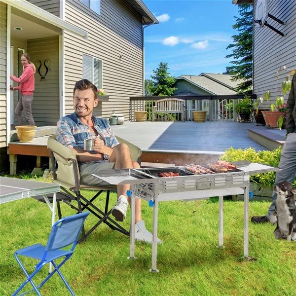 Gril à Charbon Outsunny Argent De 26,25 Po 4 Gril à Charbon Outsunny Argent De 26,25 Po – Image 2