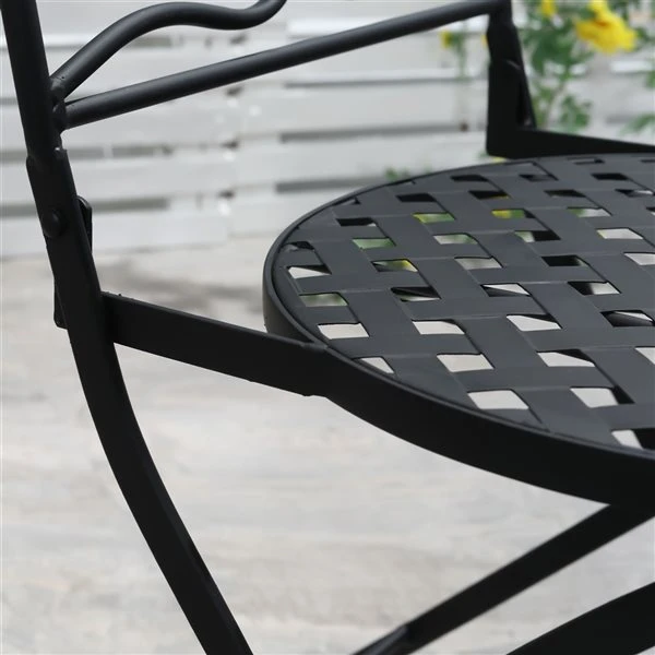 Ensemble Pour Le Patio Outsunny De Style Bistro Avec Cadre En Acier Noir Avec Dessus De Table En Mosaïque Verte, 3 Pièces 7 Ensemble Pour Le Patio Outsunny De Style Bistro Avec Cadre En Acier Noir Avec Dessus De Table En Mosaïque Verte, 3 Pièces – Image 5