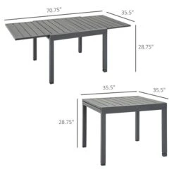 Table De Salle à Manger Extensible D'extérieur Outsunny Rectangulaire Grise De 35,5 Po L. X 70,75 Po L. -Outsunnies Boutique 331025441 AlternateImage2 l