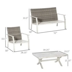 Ensemble De Mobilier Extérieur Outsunny En Rotin Avec Cadre En Aluminium, 4 Pièces -Outsunnies Boutique 331025456 AlternateImage2 l
