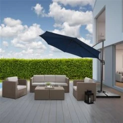 CorLiving Parasol De Patio Inclinable Et Déporté Bleu Marine De 9,5 Pi Avec Mât En Aluminium -Outsunnies Boutique 331025587 AlternateImage1 l