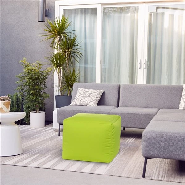 Pouf D'intérieur/d'extérieur En Oléfine Vert Cube Soleil Par Gouchee Home 4 Pouf D'intérieur/d'extérieur En Oléfine Vert Cube Soleil Par Gouchee Home – Image 2