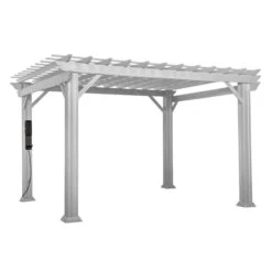 Pergola Autoportante En Métal Blanc Hawthorne Par Backyard Discovery De 10 pi L. X 12 pi L. X 7,7 pi H.