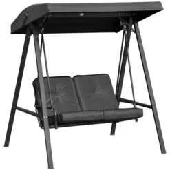 Balancelle De Véranda Outsunny En Acier Noir Pour 2 Personnes