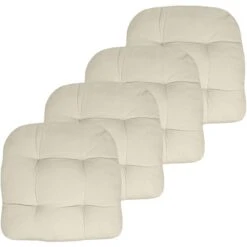 Coussin De Siège Touffeté Pour Patio De Marina Decoration, Paquet De 4 Crème
