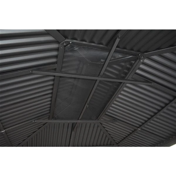 Abri De Jardin Métropolis Par F.Corriveau International En Métal Noir De 10 Pi X 14 Pi Avec Toit En Acier Et Moustiquaire Incl 6 Abri De Jardin Métropolis Par F.Corriveau International En Métal Noir De 10 Pi X 14 Pi Avec Toit En Acier Et Moustiquaire Incl – Image 4