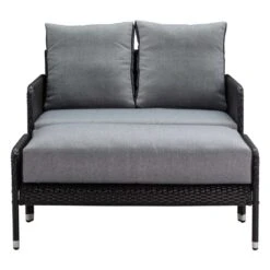 Chaise Longue Herman Surdimensionnée Grise Et Noire En Aluminium Par Patio Flare, 2 Pièces