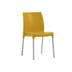 Chaises De Salle à Manger De Patio Castel Par Novussi Empilables En Plastique Moutarde, Ensemble De 4