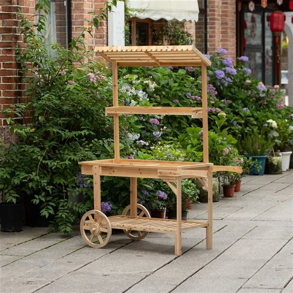 Chariot Pour Plantes Vintiquewise En Séquoia Naturel à 3 Niveaux 5 Chariot Pour Plantes Vintiquewise En Séquoia Naturel à 3 Niveaux – Image 3