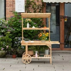 Chariot Pour Plantes Vintiquewise En Séquoia Naturel à 3 Niveaux 11 Chariot Pour Plantes Vintiquewise En Séquoia Naturel à 3 Niveaux -Outsunnies Boutique 332000601 AlternateImage4 l