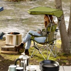 Chaise De Camping Pliante Camp & Go Verte Avec Auvent -Outsunnies Boutique 332000815 AlternateImage4 l