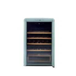 Refroidisseur à Vin Rétro à Zone Unique Avec Une Capacité De 28 Bouteilles Par Unique, Turquoise