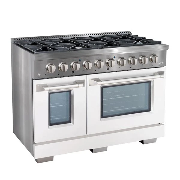 Cuisinière à Gaz De 48 Po Et Four à Convection Double Avec Portes Blanches Par Ancona 4 Cuisinière à Gaz De 48 Po Et Four à Convection Double Avec Portes Blanches Par Ancona – Image 2