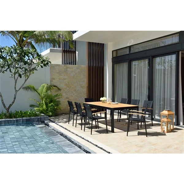 Ensemble à Dîner Extérieur Portals De LifestyleGarden Noir Table 82,7 Po 9 Pièces 4 Ensemble à Dîner Extérieur Portals De LifestyleGarden Noir Table 82,7 Po 9 Pièces – Image 2